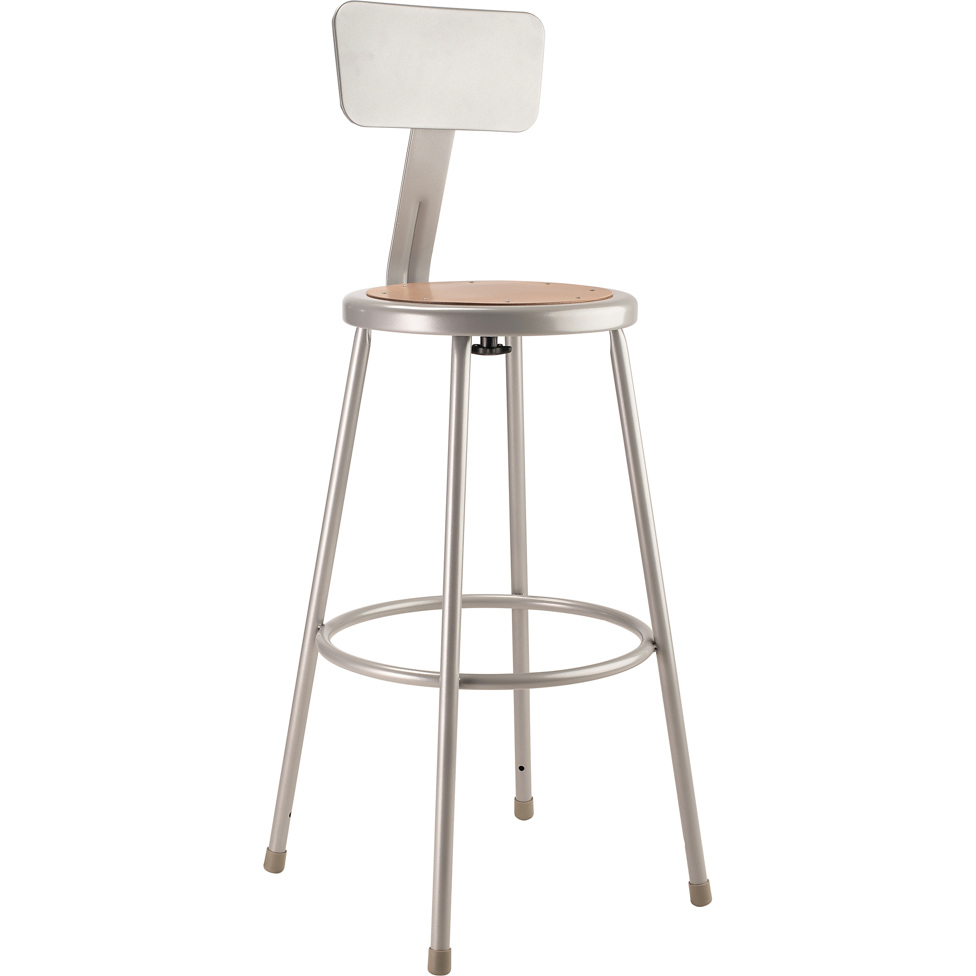 National Public Seating, 30in.Heavy Duty Steel Stool With Backrest, Grey, Primary Color Gray, Included (qty.) 1, Seating Type Office Stool, Model# 6230B